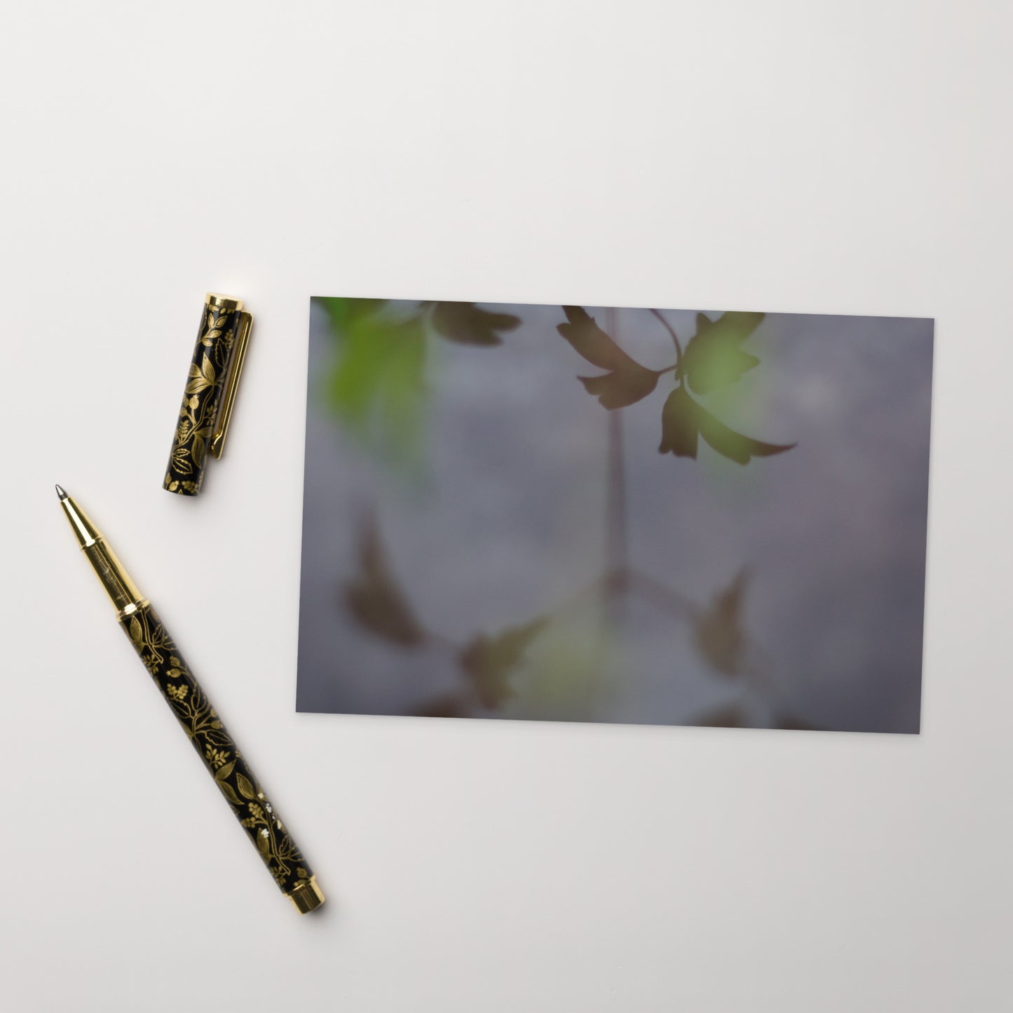 Minimalist mode style postcard featuring a 'Water Surface & Leaves' art print / モードストリート系デザインのポストカード、「Water Surface & Leaves(水面と葉)」のアートプリント(ポストカード)