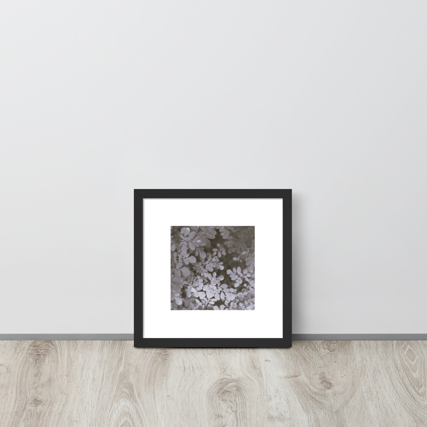 Matsukazesou Botanical B&W Art – Framed Matte Paper Poster, Black Frame, Front View