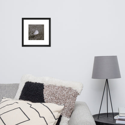 Yellow Fallen Leaf Botanical B&W Art – Framed Matte Paper Poster, Black Frame, Front View