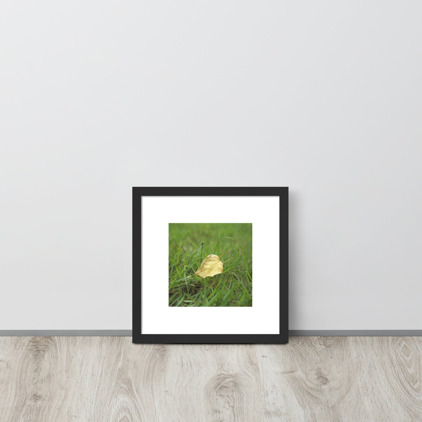 Yellow Fallen Leaf Botanical Art – Framed Matte Paper Poster, Black Frame, Front View