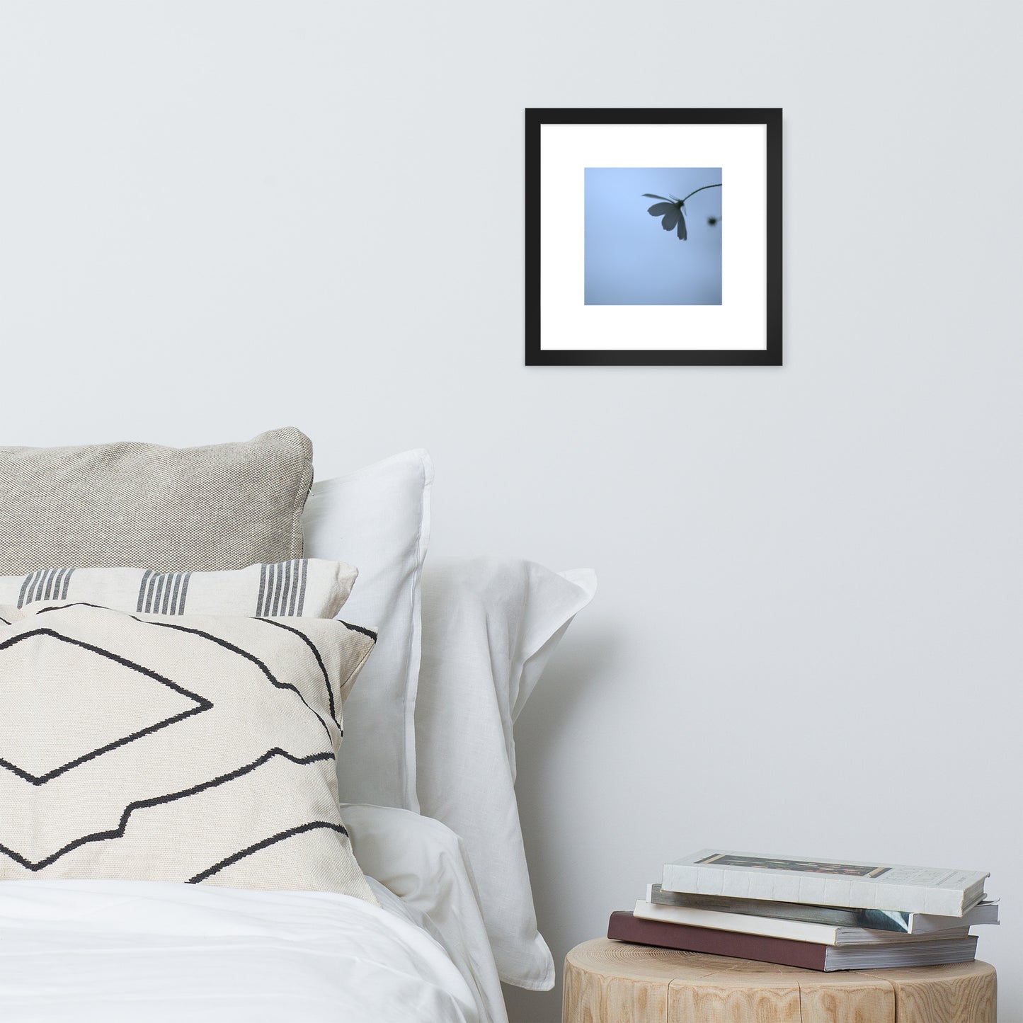 Cosmos Flower Botanical Art – Framed Matte Paper Poster, Black Frame, Front View