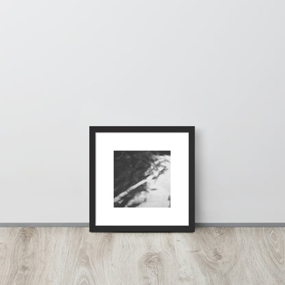 River Surface Botanical B&W Art – Framed Matte Paper Poster, Black Frame, Front View