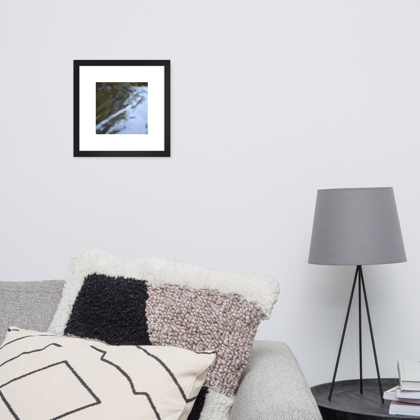 River Surface Botanical Art – Framed Matte Paper Poster, Black Frame, Front View