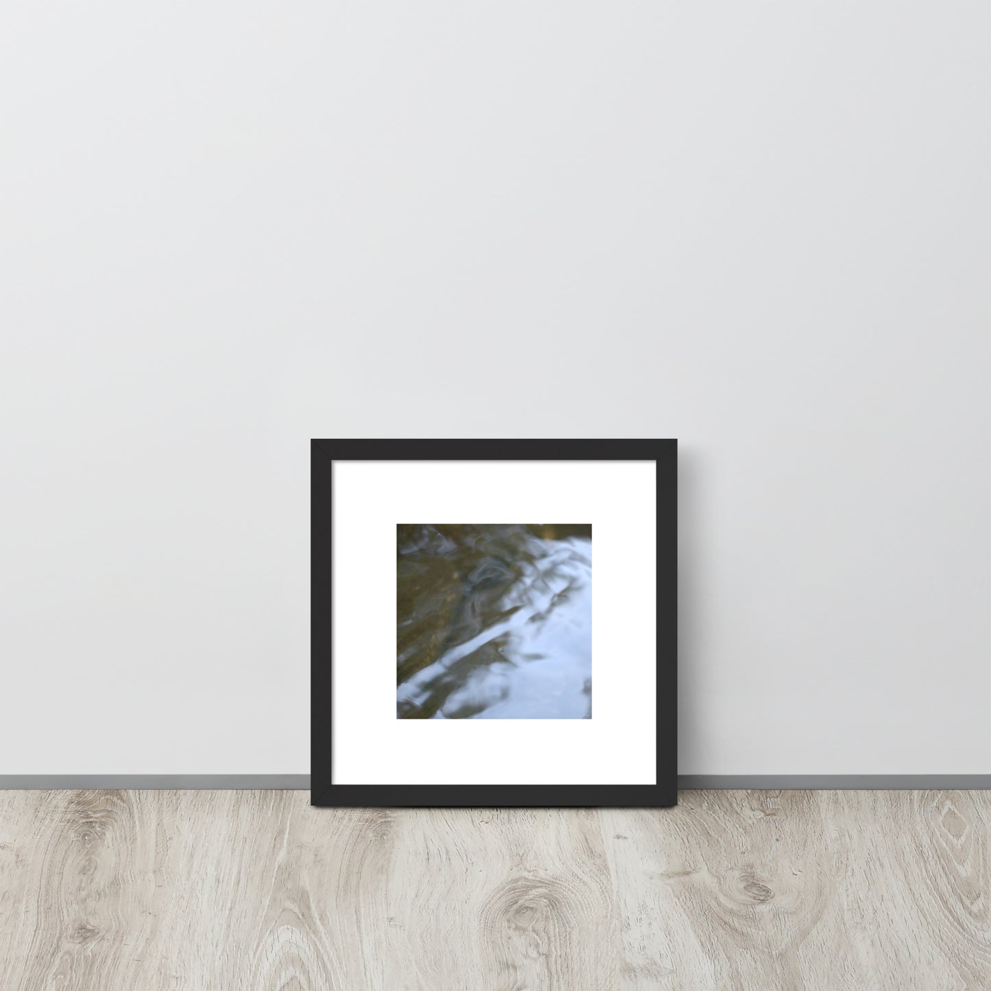 River Surface Botanical Art – Framed Matte Paper Poster, Black Frame, Front View
