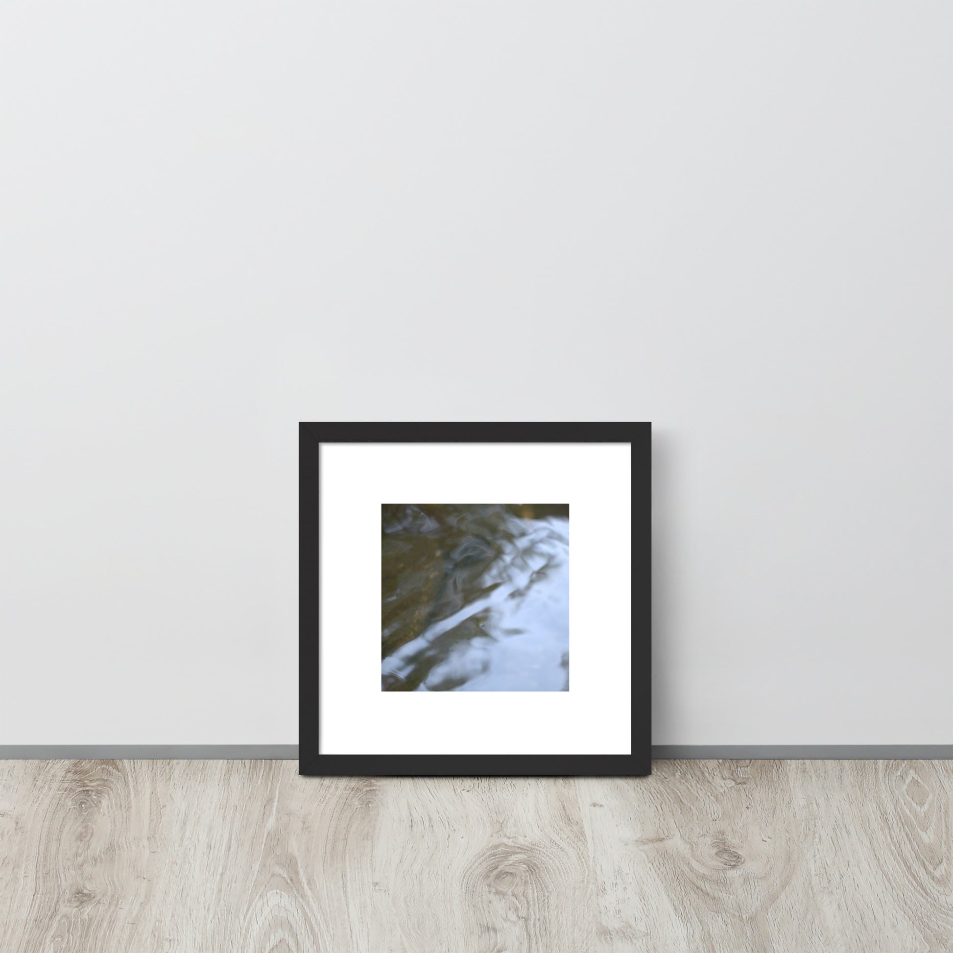 River Surface Botanical Art – Framed Matte Paper Poster, Black Frame, Front View