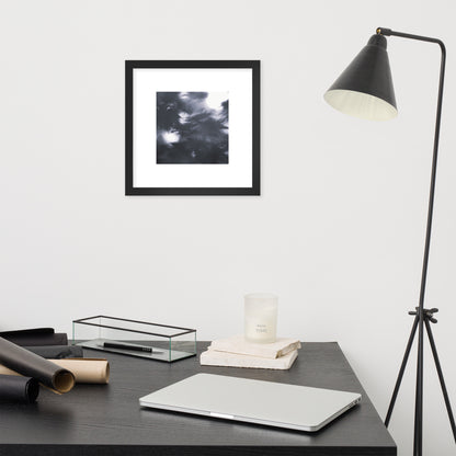 Maple Abstraction Botanical B&W Art – Framed Matte Paper Poster, Black Frame, Front View