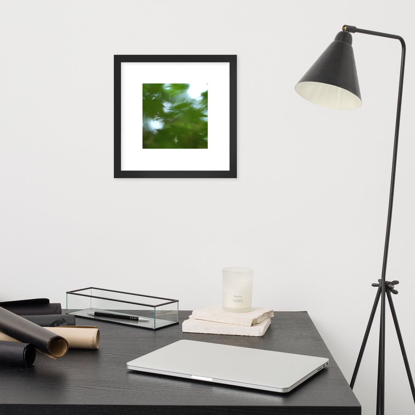 Maple Abstraction Botanical Art – Framed Matte Paper Poster, Black Frame, Front View
