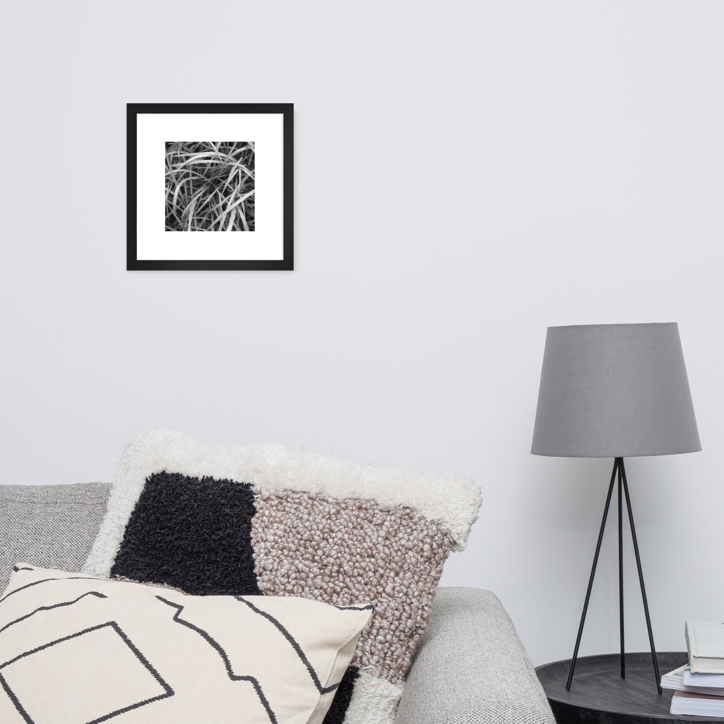 Weeds (B&W) Art – Framed Matte Paper Poster, Black Frame, Front View