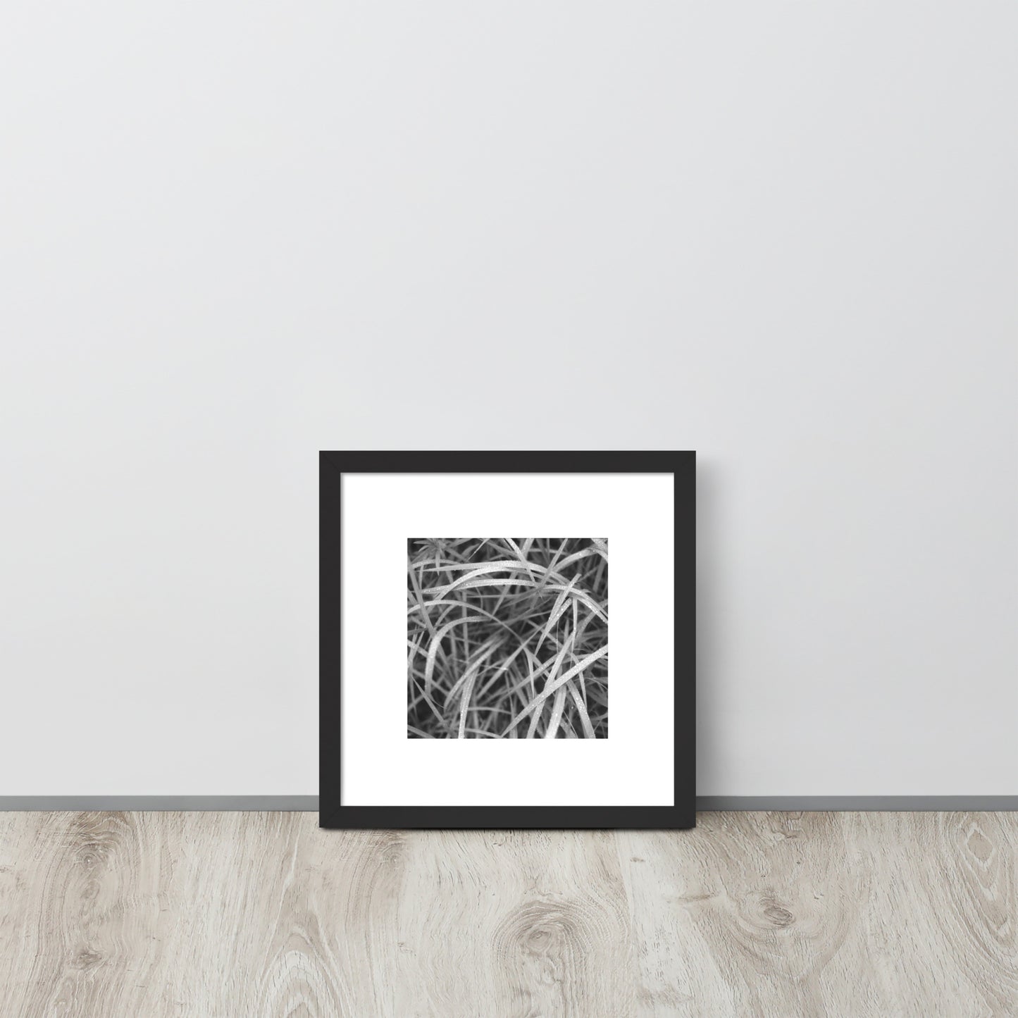 Weeds (B&W) Art – Framed Matte Paper Poster, Black Frame, Front View