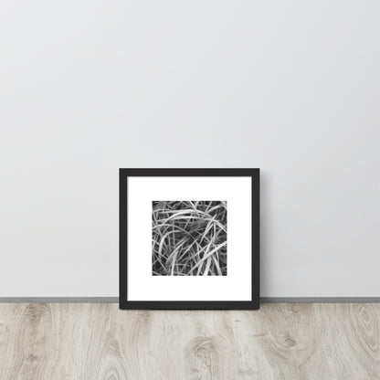 Weeds (B&W) Art – Framed Matte Paper Poster, Black Frame, Front View