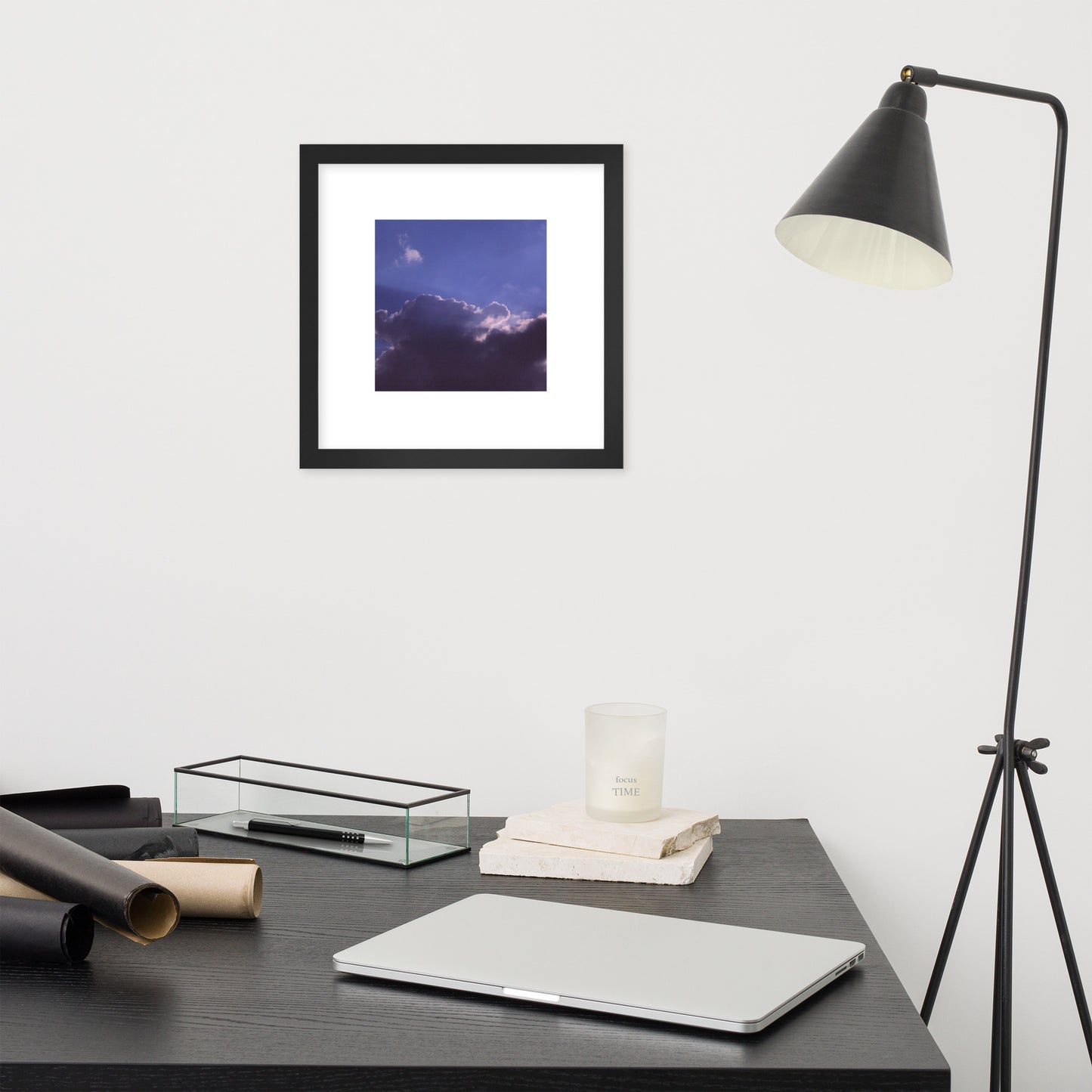 Clouds, Light, Sky - Framed Matte Paper Poster, Black, Front View