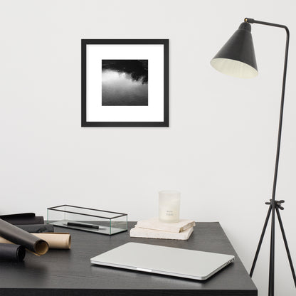 Ripples in Puddle B and W Framed Matte Paper Poster Black