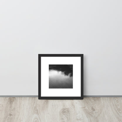 Ripples in Puddle B and W Framed Matte Paper Poster Black