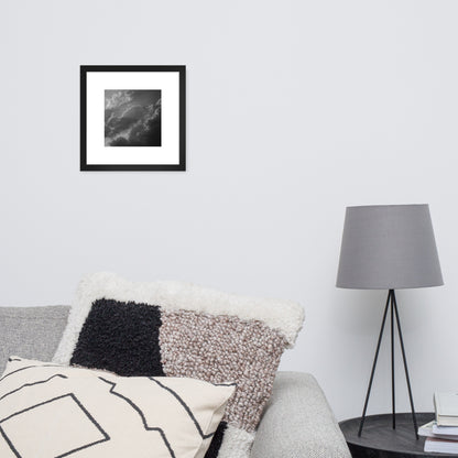 Light Rays through Clouds (B&W) - Framed Matte Paper Poster Black