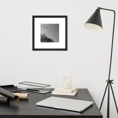 Leaves Dancing in Wind (B&W) - Framed Matte Paper Poster Black