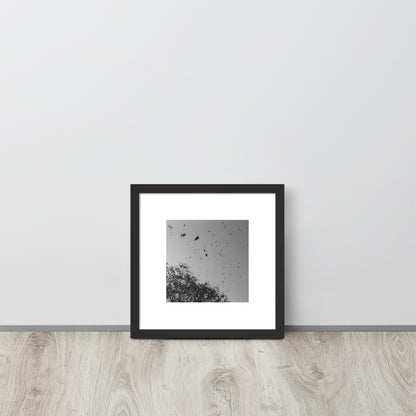 Leaves Dancing in Wind (B&W) - Framed Matte Paper Poster Black