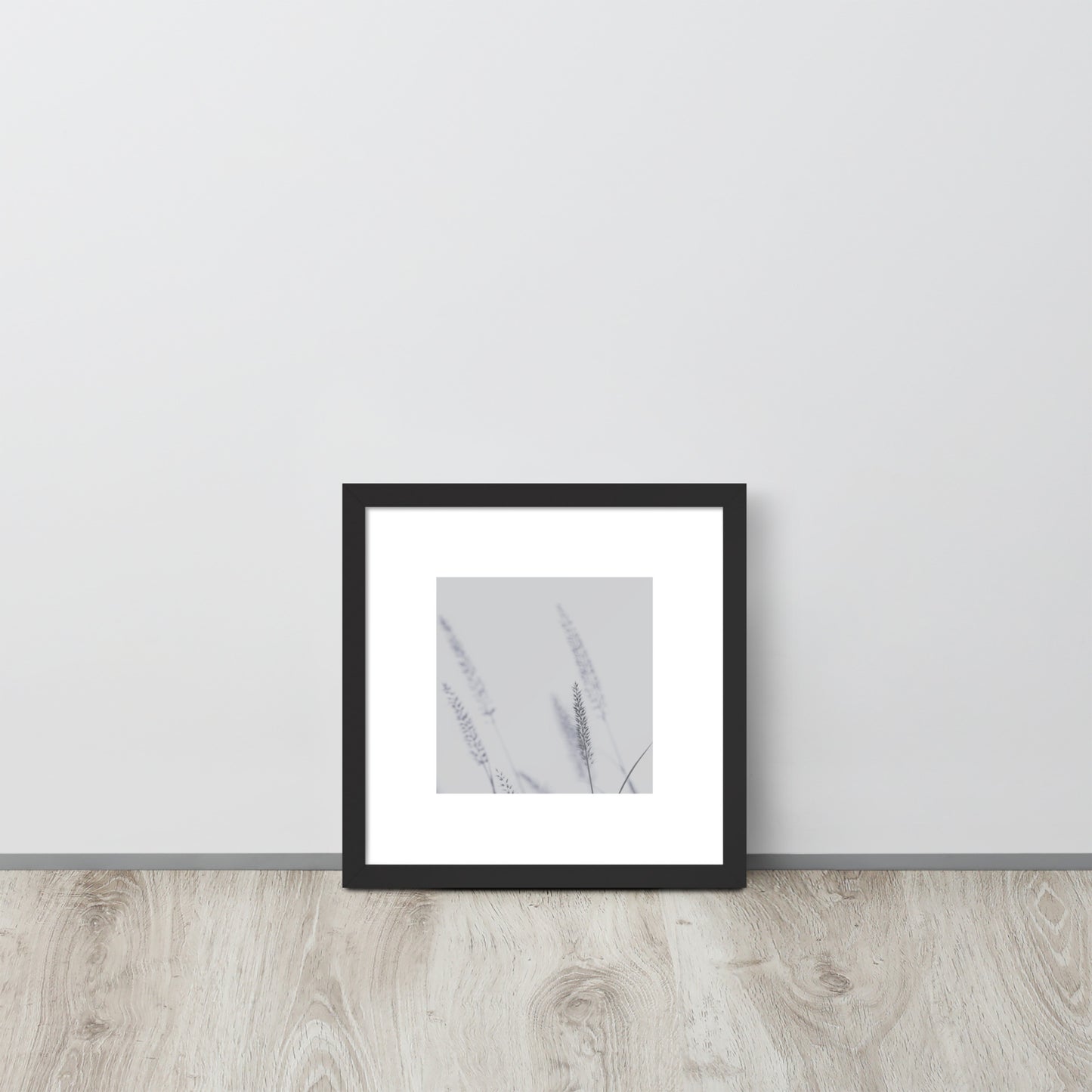 Minimalist mode style framed matte paper poster with a 'Foxtail Grass' print and a black frame / モードストリート系フレーム付きポスター（ブラックフレーム）、「Foxtail Grass（エノコログサ）」のプリント（壁掛けアート）