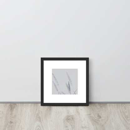 Minimalist mode style framed matte paper poster with a 'Foxtail Grass' print and a black frame / モードストリート系フレーム付きポスター（ブラックフレーム）、「Foxtail Grass（エノコログサ）」のプリント（壁掛けアート）