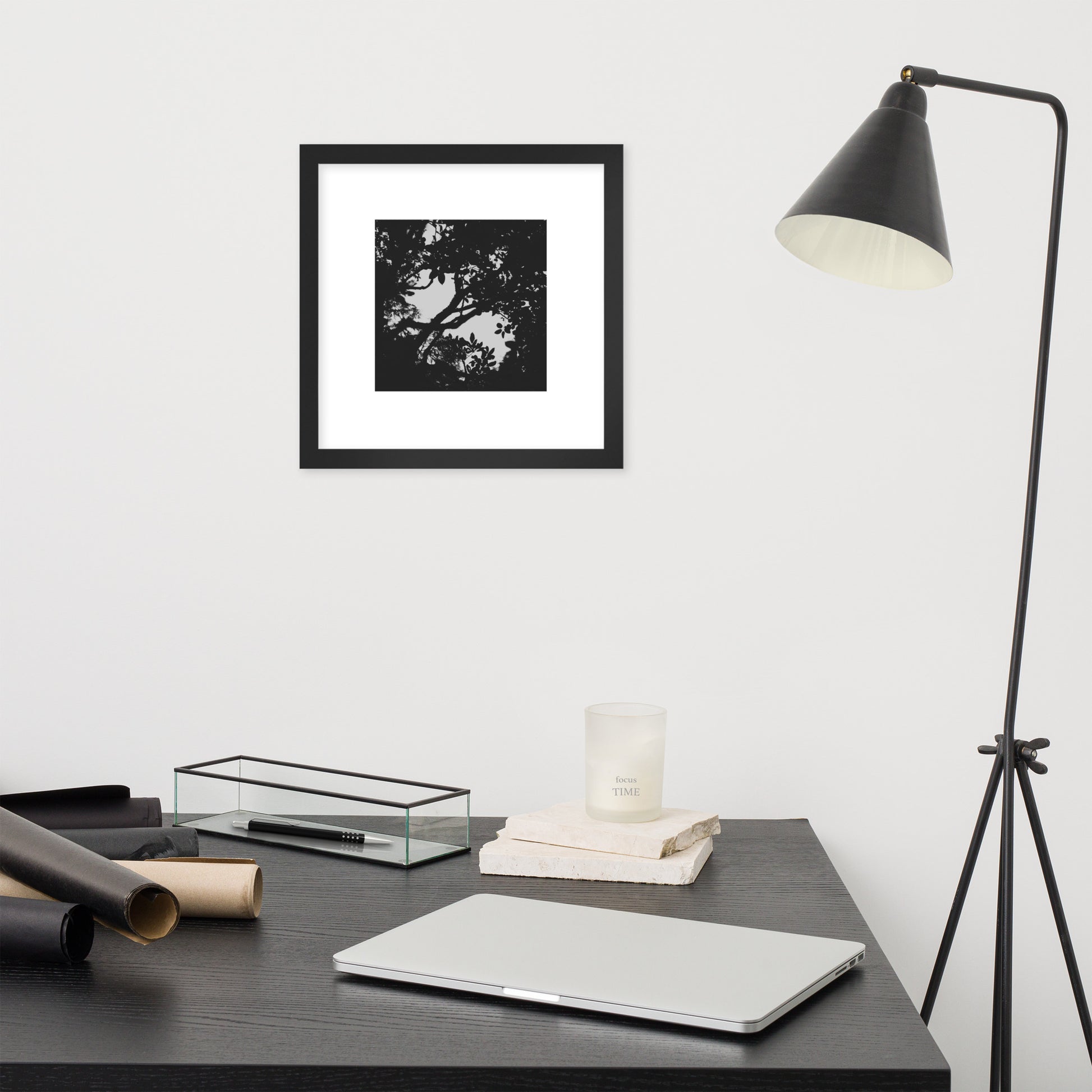 Minimalist mode style postcard featuring a 'Forest' black and white photo print / モードストリート系デザインのポストカード、「Forest（森）」のモノクロ写真プリント（ポストカード）