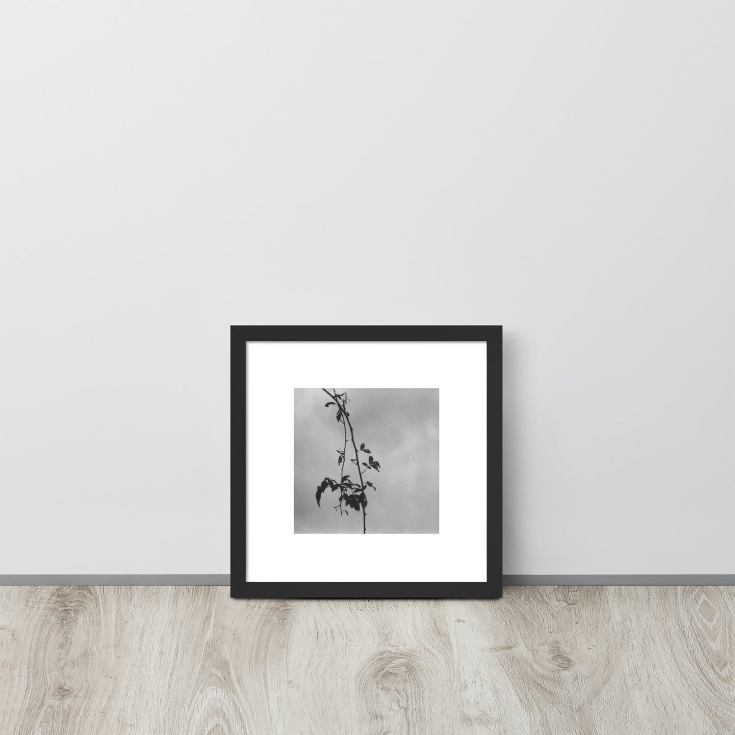 Minimalist streetwear style framed matte paper poster featuring the 'Tree Branches (B&W)' photo art. / モードストリート系フレーム付きマットペーパーポスター：「木の枝（モノクロ）」のフォトアートを配したデザイン。