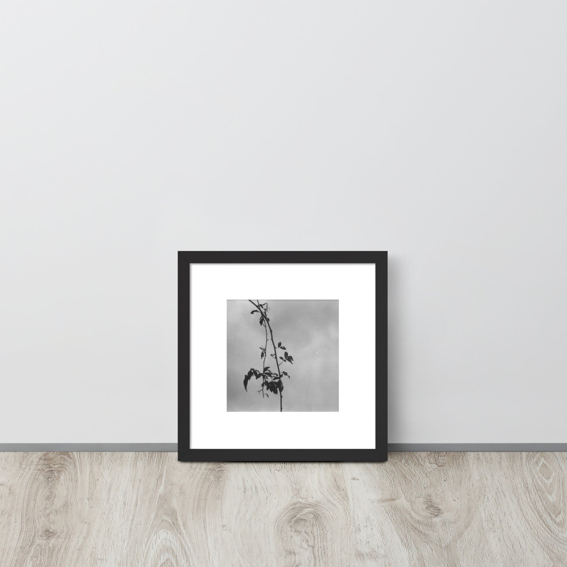 Minimalist streetwear style framed matte paper poster featuring the 'Tree Branches (B&W)' photo art. / モードストリート系フレーム付きマットペーパーポスター：「木の枝（モノクロ）」のフォトアートを配したデザイン。