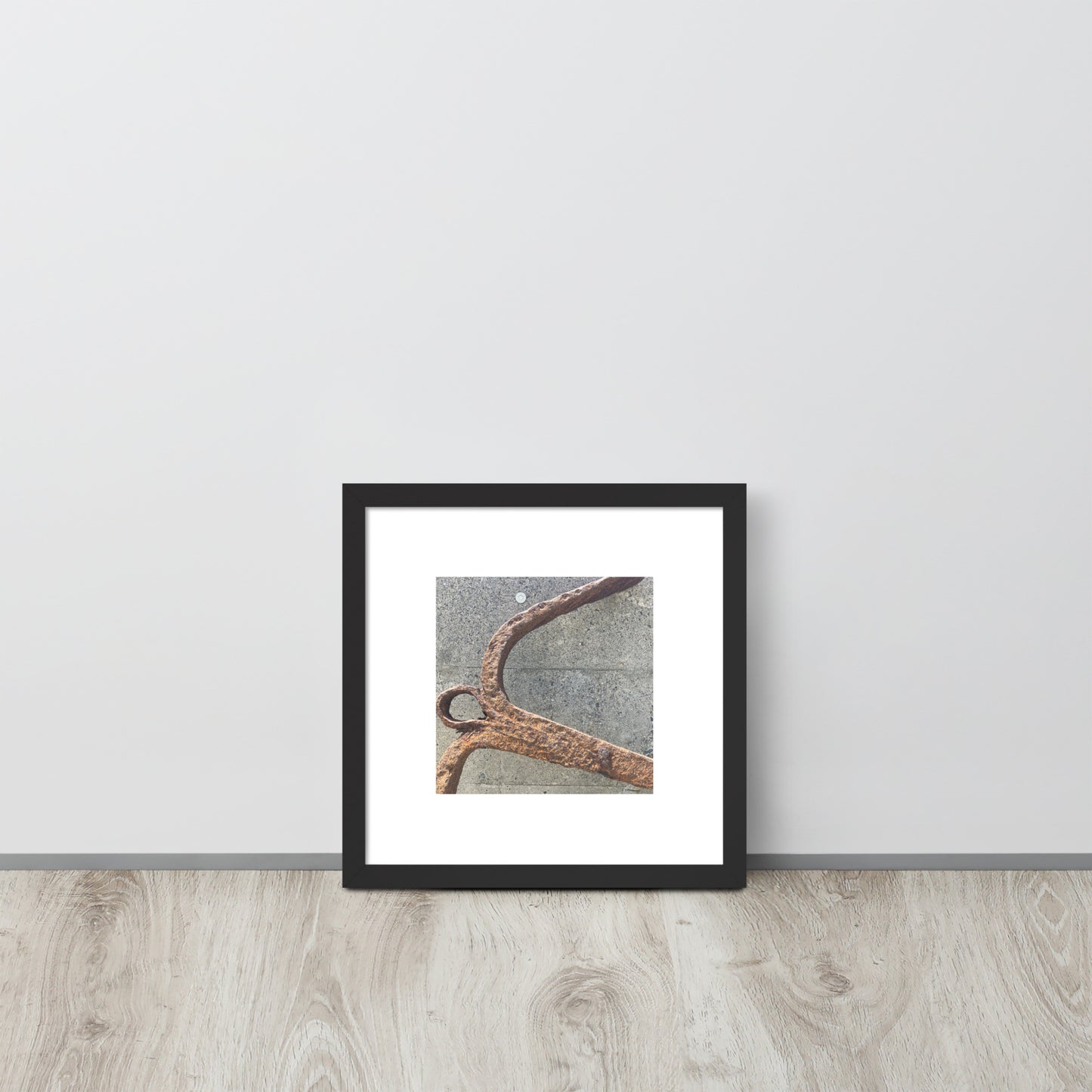Minimalist streetwear style framed matte paper poster in black frame featuring the 'Anchor' photo art. / モードストリート系フレーム付きマットペーパーポスター（ブラックフレーム）：「アンカー（錨）」のフォトアートを配したデザイン。