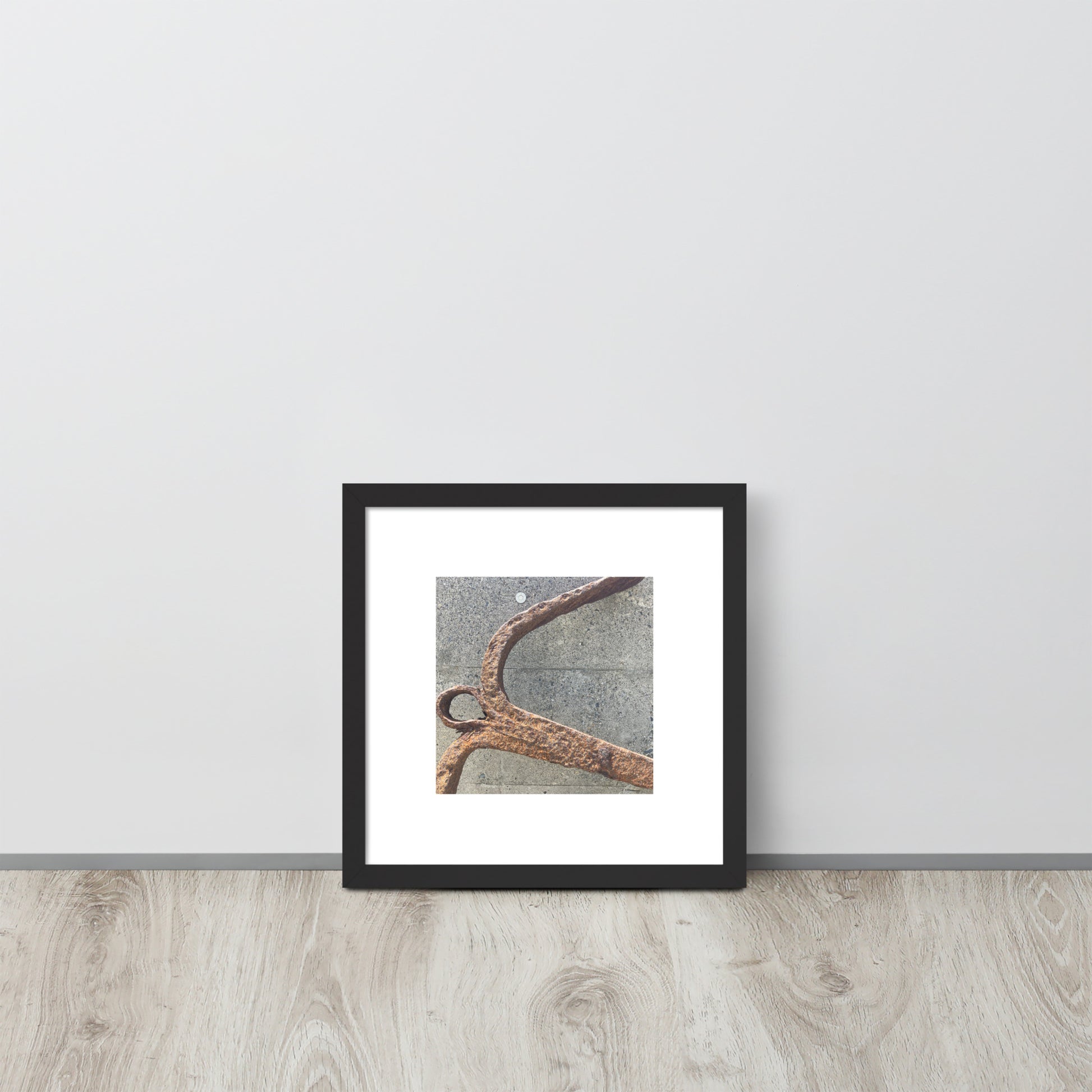 Minimalist streetwear style framed matte paper poster in black frame featuring the 'Anchor' photo art. / モードストリート系フレーム付きマットペーパーポスター（ブラックフレーム）：「アンカー（錨）」のフォトアートを配したデザイン。