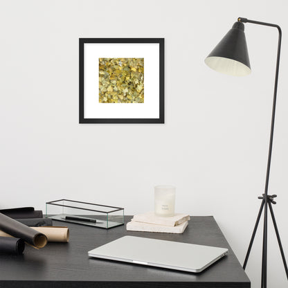Minimalist art framed matte paper poster in black frame featuring the 'Ginkgo Fallen Leaves' photo art. / フレーム付きマットペーパーポスター（ブラックフレーム）：「イチョウの落ち葉」のフォトアートを配したミニマリストデザイン。