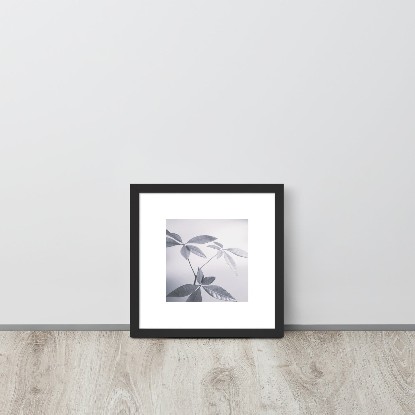 Minimalist art framed matte paper poster in black frame featuring the 'Botanical (B&W)' photo art. / フレーム付きマットペーパーポスター（ブラックフレーム）：「ボタニカル (モノクロ)」のフォトアートを配したミニマリストデザイン。
