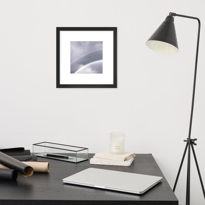 Double Rainbow Botanical B&W Art – Framed Matte Paper Poster, Black Frame, Front View