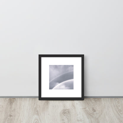 Double Rainbow Botanical B&W Art – Framed Matte Paper Poster, Black Frame, Front View