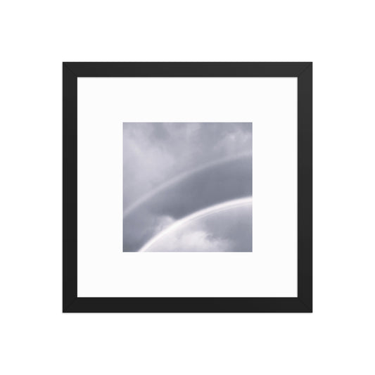 Double Rainbow Botanical B&W Art – Framed Matte Paper Poster, Black Frame, Front View