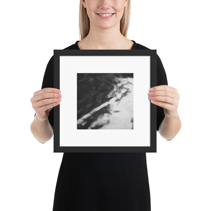 River Surface Botanical B&W Art – Framed Matte Paper Poster, Black Frame, Front View