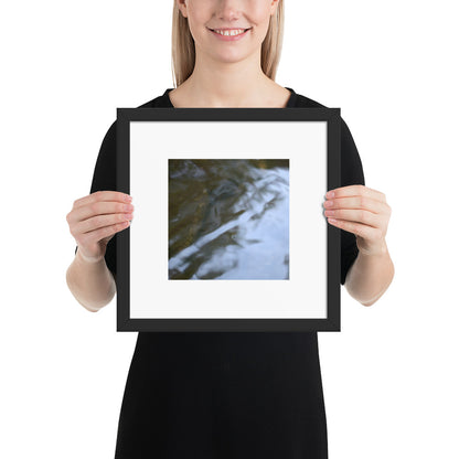 River Surface Botanical Art – Framed Matte Paper Poster, Black Frame, Front View