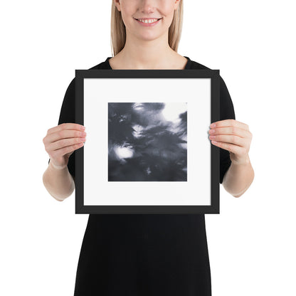 Maple Abstraction Botanical B&W Art – Framed Matte Paper Poster, Black Frame, Front View