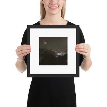 Light Rays through Clouds (B&W) - Framed Matte Paper Poster, Black, Front View
