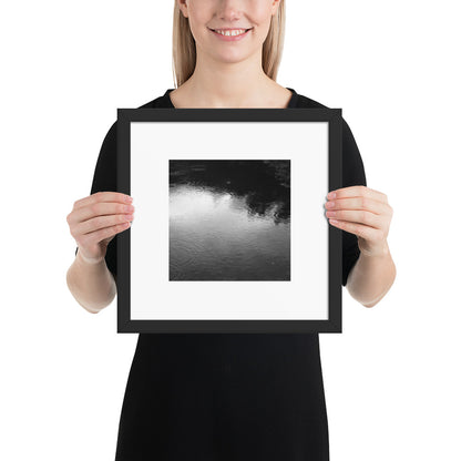 Ripples in Puddle B and W Framed Matte Paper Poster Black
