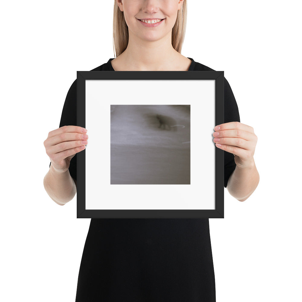 Minimalist streetwear style framed matte paper poster in black frame featuring the 'Cat (B&W)' photo art. / モードストリート系フレーム付きマットペーパーポスター（ブラックフレーム）：「猫（モノクロ）」のフォトアートを配したデザイン。