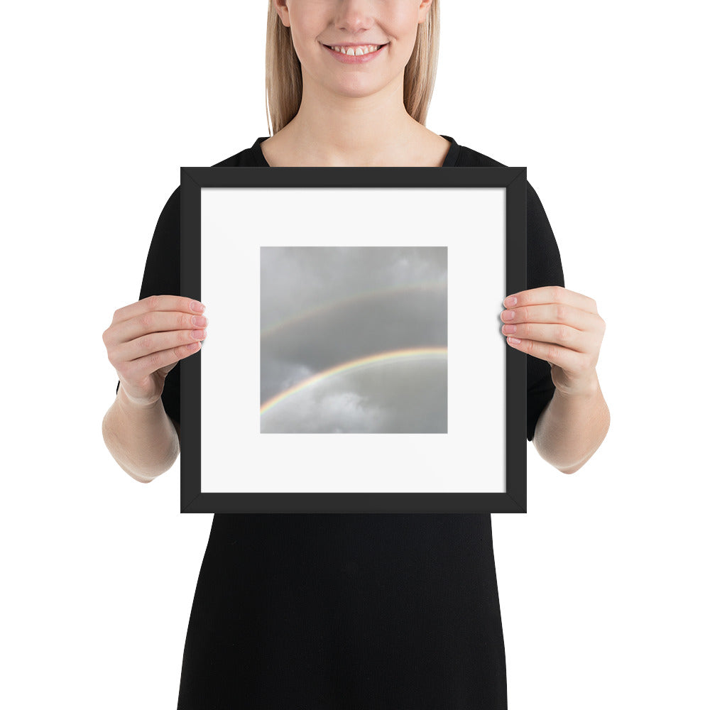 Minimalist art framed matte paper poster in black frame featuring the 'Double Rainbow' photo art. / フレーム付きマットペーパーポスター（ブラックフレーム）：「ダブルレインボー」のフォトアートを配したミニマリストデザイン。