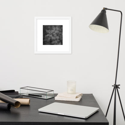 Botanical Plant B&W Art – Framed Matte Poster, White Frame, Front View
