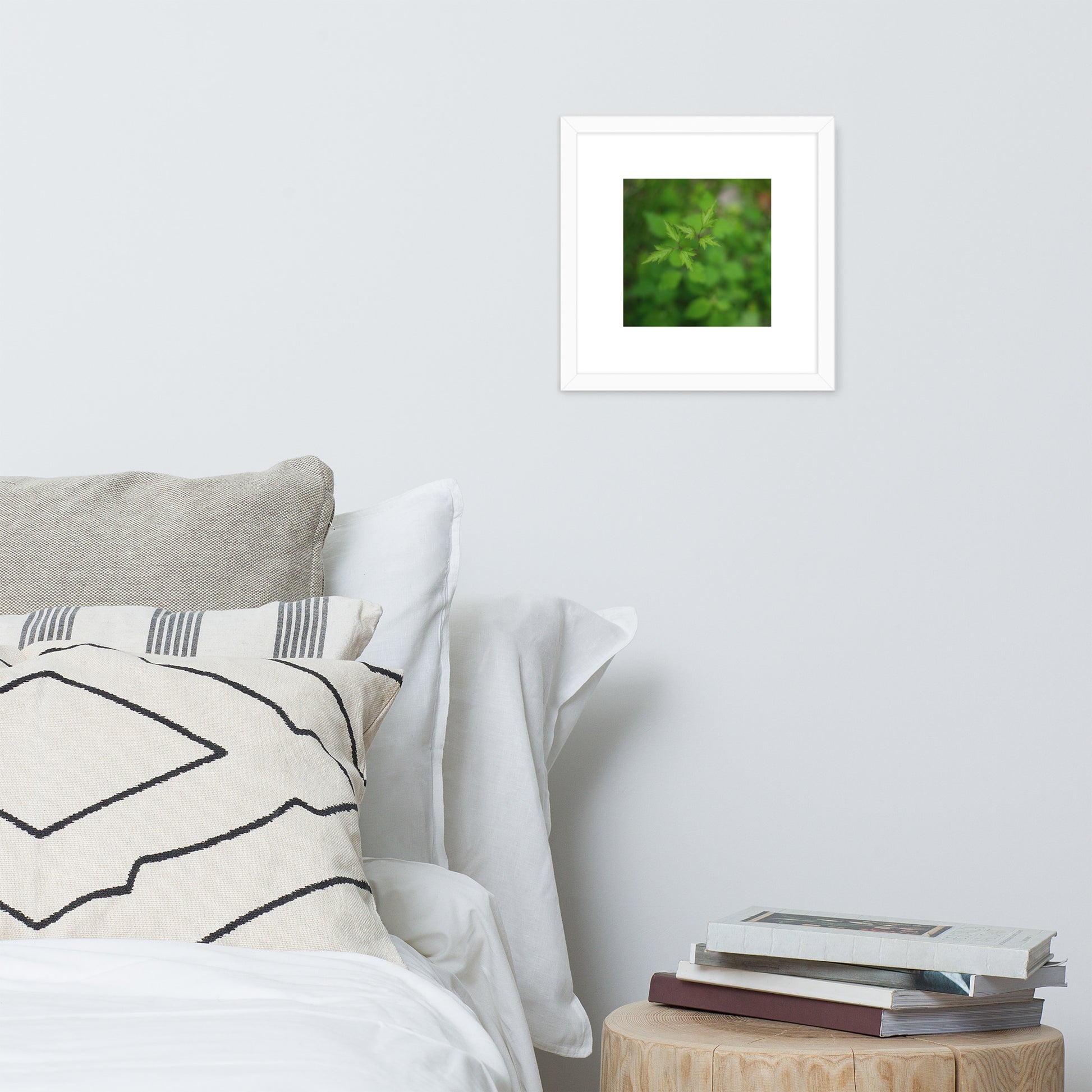 Botanical Plant Art – Framed Matte Poster, White Frame, Front View
