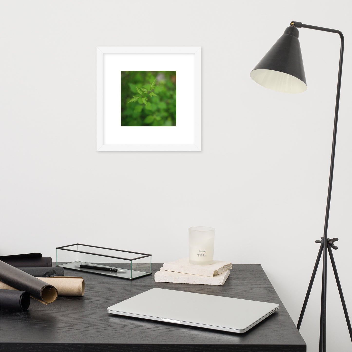Botanical Plant Art – Framed Matte Poster, White Frame, Front View
