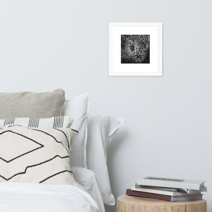 Red Spider Lily B&W Art – Framed Poster, White Frame, Front View
