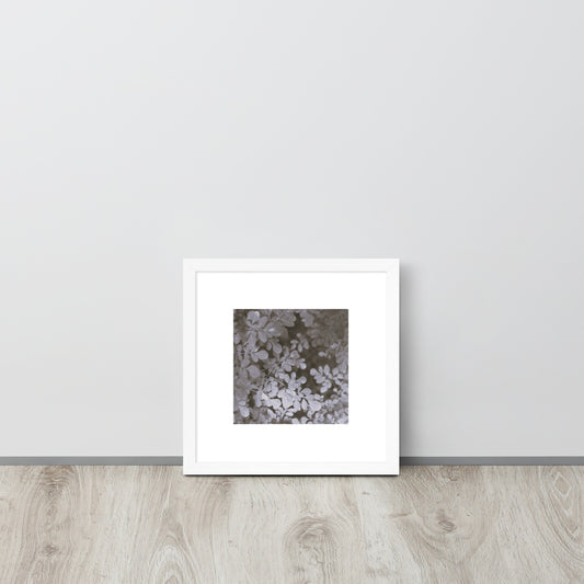 Matsukazesou Botanical B&W Art – Framed Matte Paper Poster, White Frame, Front View