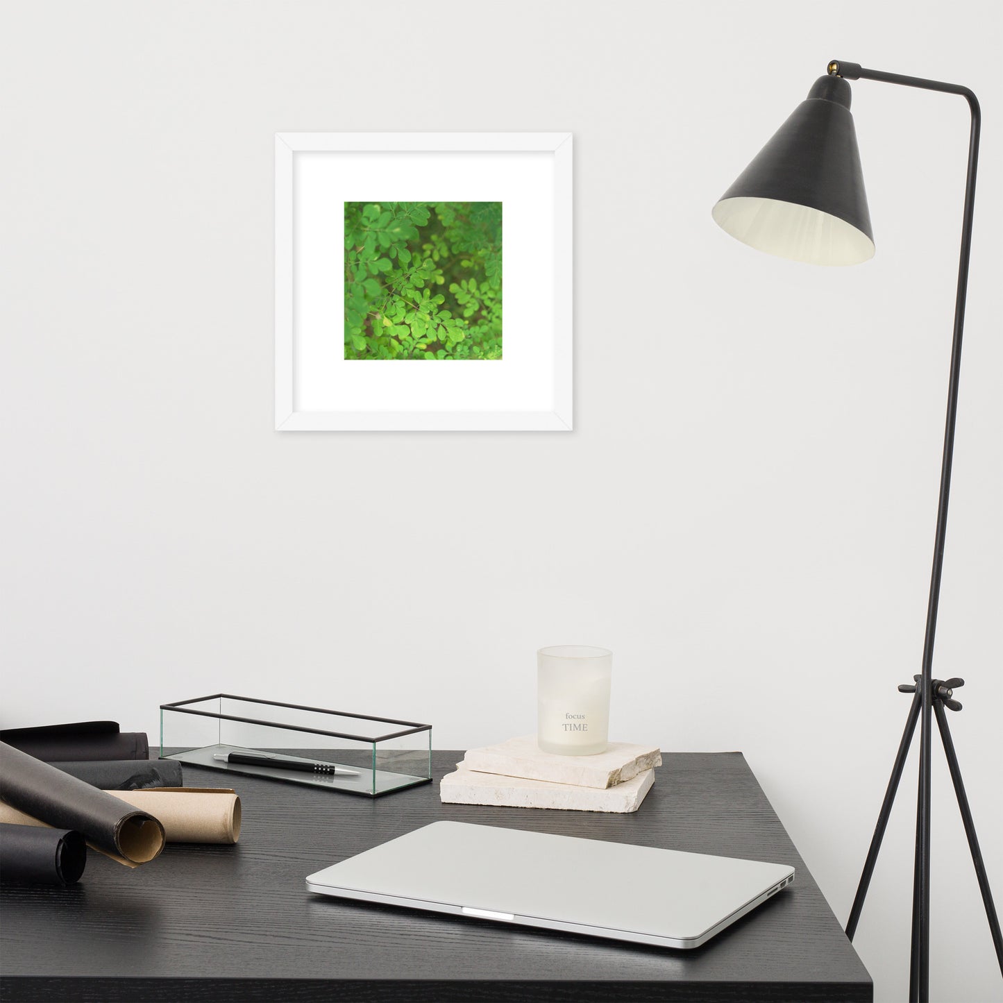 Matsukazesou Botanical Art – Framed Matte Paper Poster, White Frame, Front View