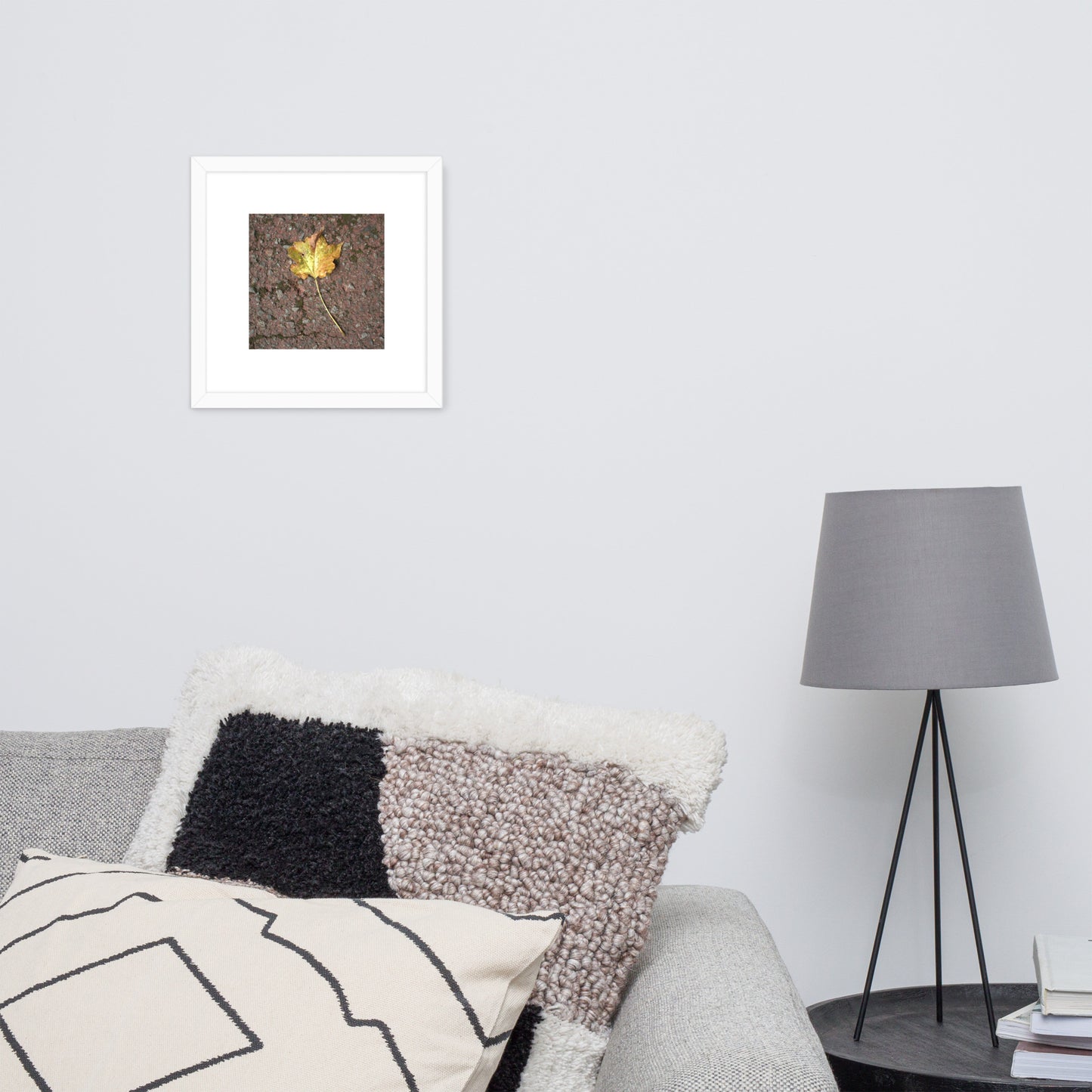 Maple Leaf Botanical Art – Framed Matte Paper Poster, White Frame, Front View