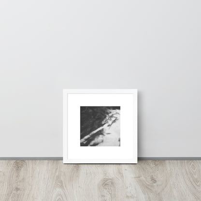 River Surface Botanical B&W Art – Framed Matte Paper Poster, White Frame, Front View