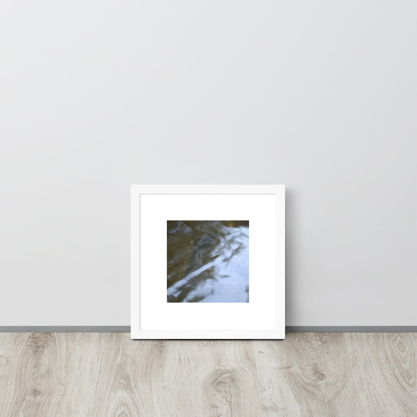 River Surface Botanical Art – Framed Matte Paper Poster, White Frame, Front View