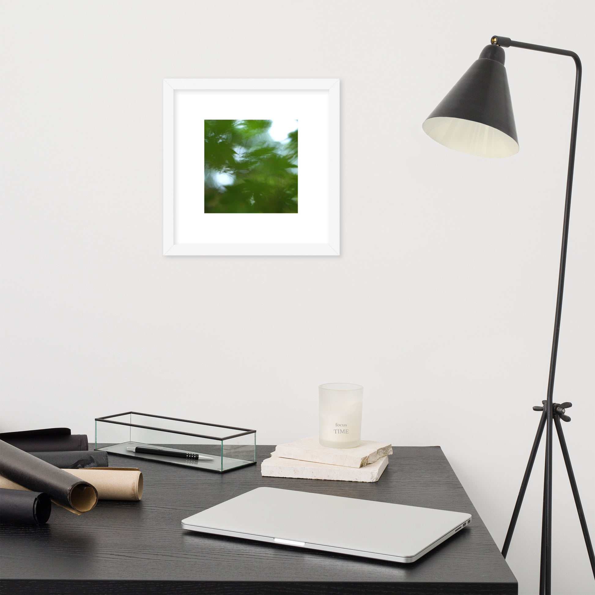 Maple Abstraction Botanical Art – Framed Matte Paper Poster, White Frame, Front View
