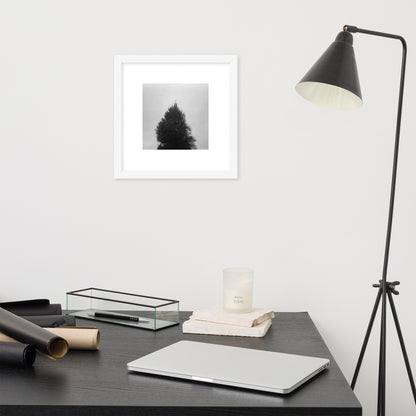 Fog and Trees (B&W) - Framed Matte Paper Poster, White, Front View
